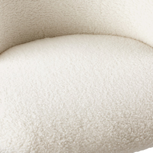 Chaise de salle à manger moderne en tissu bouclé blanc avec pieds en métal noir, design moderne de luxe, nouvelle arrivée - Product Image 5