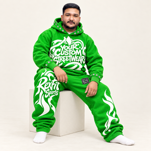 <b>Green</b> Hooded <b>Tracksuit</b> Set Custom Streetwear Print Sweatshirt Pants Autumn Wear <b>mens</b> set custom design OEM - Product Image 1