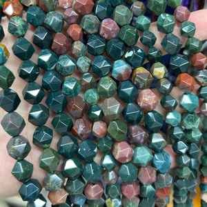 ลูกปัดบลัดสโตนทรงเหลี่ยม ลูกปัดพลอยสีแดงเขียวธรรมชาติ สำหรับทำเครื่องประดับ งานฝีมือ DIY - Product Image 5