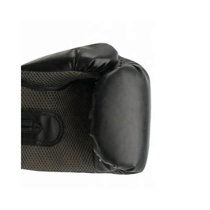 Gants de boxe en cuir noir avec fermeture velcro pour les poignets, pour l'entraînement des adultes - Product Image 3