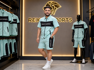 REXFIT SPORTS 2026 <b>Mens</b> Mint Nylon <b>Short</b> Sleeve Tracksuit Set Full <b>Zip</b> Jacket and <b>Shorts</b> Custom Sportswear lightweight nylon set - Product Image 3