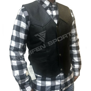 Custom Men's Black Leather Biker <b>Vest</b> With Pockets New OEM Cowhide <b>Vest</b> For Winter Motorcycle Riding - Product Image 1