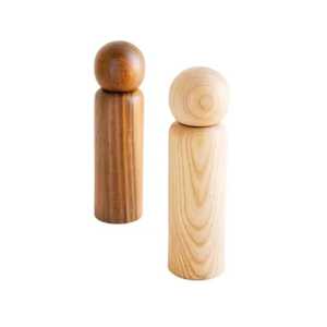Ensemble de 2 moulins à sel et à poivre modernes en bois d'acacia massif, à réglage de la grosseur, avec anneau doré - Product Image 6