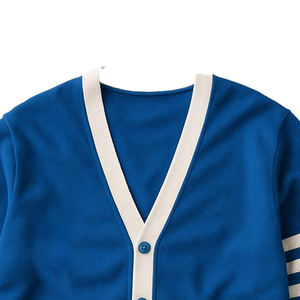 Cardigan en tricot bleu pour homme, col en V, manches longues, fermeture boutonnée, style automne, pull avec logo lettre B, coupe classique - Product Image 4