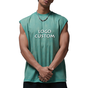 เสื้อกล้ามออกกำลังกายผู้ชายแบบสปอร์ต คอโอ ทรงเข้ารูป ผ้าฝ้ายระบายอากาศ สีพื้น น้ำหนัก 250 กรัม แบบซักแล้ว พร้อมปักโลโก้ตามสั่ง - Product Image 1