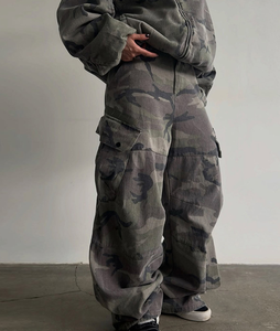 Vintage Washed 2 Piece Set Women's Short Ripped Hooded Zip <b>Jacket</b> Multi-pocket Wide Leg Cargo Pants 2026 New Lady Chic - Product Image 2