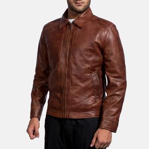 Chaqueta de Cuero Vintage para Hombre, Chaqueta de Cuero Marrón de Primera Calidad, Chaqueta de Cuero de Vaca/Piel de Oveja, Chaquetas de Invierno de Cuero para Hombre - Product Image 3