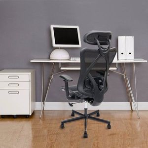 Sedia da Ufficio Regolabile in Rete con Comodo Poggiatesta, Braccioli, Supporto Lombare, Ruote e Funzione di Inclinazione e Regolazione Altezza Schienale - Product Image 4