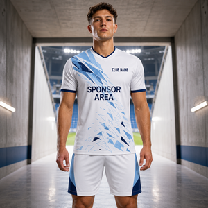 เสื้อฟุตบอลตาข่ายทอแบบกำหนดเอง โพลีเอสเตอร์รีไซเคิล ระบายอากาศได้ดี ซับเหงื่อ แขนสั้น พิมพ์โลโก้แบบกำหนดเอง ชื่อทีมส่วนตัว - Product Image 6