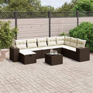 Conjunto de sofás de jardín grandes y modulares de ratán sintético marrón - Product Image 1