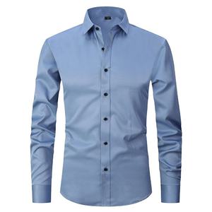 Camisa de Hombre 100% Algodón, Transpirable, Manga Larga, Formal, Color Liso, Venta al Por Mayor, OEM, Tallas Grandes, Calidad Premium - Product Image 5