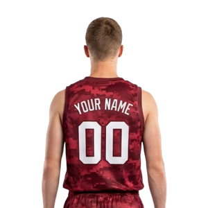 Conjunto de Uniforme de Baloncesto Camuflado Sublimado Personalizado para Hombre, Camiseta sin Mangas con Cuello en V, Pantalones Cortos con Impresión de Nombre y Número, Secado Rápido, Ecológico - Product Image 4
