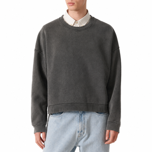 Sweat-shirt à capuche pour homme, coupe classique, couleur unie, en coton tricoté, décontracté, hiver, respirant, écologique, avec poche, 280g - Product Image 1