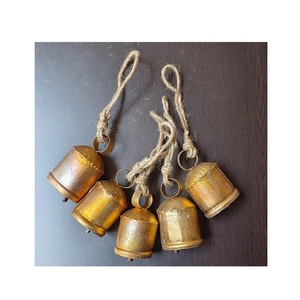 Rustic <b>Christmas</b> Bells With Jute Hanging Rope Antique Brass Finish Metal Cow Bells Harmony Jingle Bells <b>For</b> Holiday <b>Wreath</b> Tree - Product Image 3