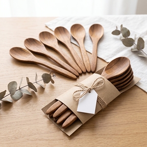 Cuillère plate en bois pour cuisiner, spatule en bois sûre pour les poêles antiadhésives, cuillère à remuer, ustensiles de cuisine - Product Image 5