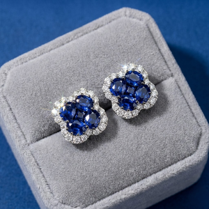 Boucles d'oreilles Huggie en forme de saphir bleu fin, bijoux tendance, en or Rose, diamant 100% naturel, 18K, 1 pièce - Product Image 1