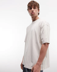 Men Oversized Short Sleeve O-Neck Cotton T-Shirt Solid Color Casual Jersey Knitted Top Regular Fit <b>Plain</b> Dyed <b>White</b> - Product Image 6