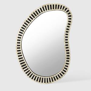 กรอบกระจกไม้ฝังลายกระดูกพร้อมลวดลายดอกไม้ทันสมัย กระจกตกแต่งผนังทำมือสำหรับห้องนั่งเล่น ห้องนอน ทางเข้าบ้าน - Product Image 1