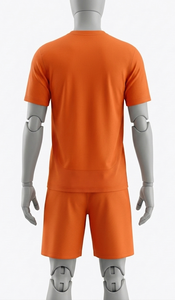 Men's Orange Moisture Wicking Soccer Jersey Crew Neck Short Sleeve Solid Color Polyester Athletic Fit All Seasons - Product Image 2