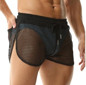 Shorts de basket-ball en mesh pour hommes, séchage rapide, respirants, entraînement sportif, taille mi-haute élastique, shorts en mesh transparent, vêtements de sport - Product Image 6