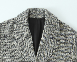 Abrigo Largo Informal de Manga Larga con Cuello de Solapa y Botones, Color Gris Otoñal, Tejido de Poliéster, para Mujer - Product Image 3