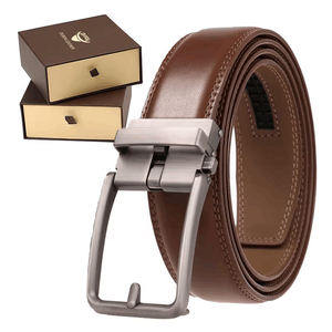 Men's Premium Quality Classic Casual Cow Hide Genuine Leather Belt Steel Buckle <b>Adjustable</b> Length Eco-Friendly Heavy Duty - Product Image 1