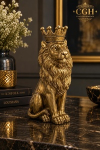 Nouvelle Statue Tête de Lion Dorée Creuse en Résine, Art Déco, Ornements Muraux Décoratifs pour la Maison, Remerciement et Valeur de l'Appréciation - Product Image 4