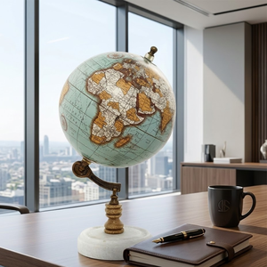 Globo terráqueo decorativo de escritorio |   Base de Piedra con Soporte de Aluminio y Globo de Plástico |   Globo Terráqueo Educativo para Oficina y Mesa de Estudio - Product Image 3