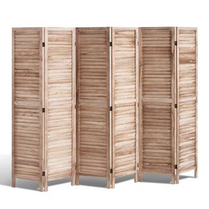 6-<b>Panel</b> 66.9 Inches Tall Portable Wood Folding Privacy <b>Screen</b> Indoor Louvered Partition Divider Decoration Room Divider <b>Screen</b> - Product Image 1