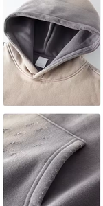 Sweat à capuche personnalisé noir uni délavé 100 % coton écologique pour homme, coupe oversize à épaules tombantes, style vintage décontracté streetwear - Product Image 5