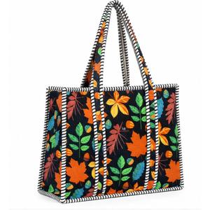 Sac fourre-tout en coton à imprimé floral CRAFT HACKLE, style bohème, fermeture ouverte, tendance pour femmes, toutes saisons, toutes tailles - Product Image 1