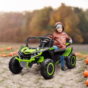 Auto Elettrica Verde 24V 7AH a 2 Posti, 4MPH UTV con 4 Ammortizzatori, Musica, Clacson e Luci LED per Bambini da 3-8 Anni - Product Image 2