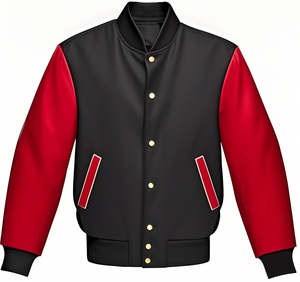 Trending <b>Winter</b> New Stylish High Quality Genuine <b>Leather</b> Sleeves varsity <b>Jackets</b> Custom Embroidery Jersey for men - Product Image 4