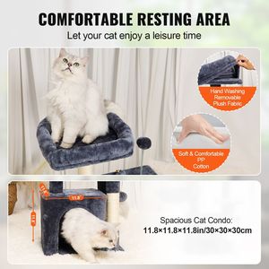 31.4\" Indoor Cat Tower Condo with Sisal <b>Scratching</b> <b>Post</b> Hammock Top Perch Jumping Platform for Cats - Product Image 3