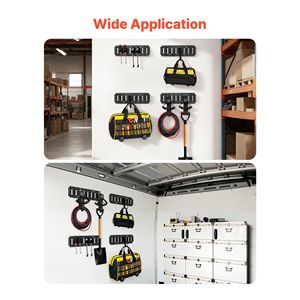 Kit 4 Pezzi Binario E-Track da 40 cm con 2 Ganci a U, 2 Portautensili, 2 Staffe per Ripiani, 2 Accessori per il Controllo del Carico Pneumatici - Product Image 6