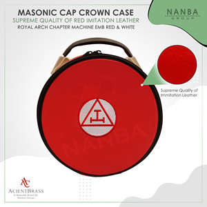 Estuche para Gorra/Sombrero de Capítulo del Arco Real Masónico, Edición Limitada, Rojo y Blanco, Bordado con Triple Tau, Cierre de Cremallera, Ligero, Excelente - Product Image 5