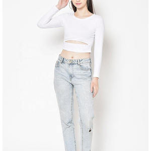 T-shirt court pour femme OEM personnalisé, 100 % coton léger, uni, sexy, pour le fitness - Product Image 6