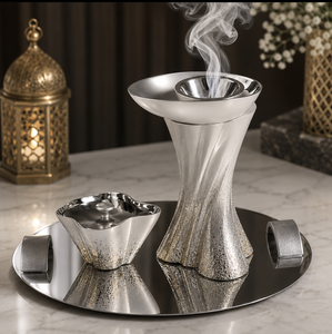 Luxury Metal Bakhoor <b>Burner</b> <b>Incense</b> Holder Decorative Arabic Oud <b>Burner</b> with Ash Tray for Home Decor Gift & Ramadan - Product Image 5