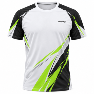 เสื้อยืดวิ่ง SEWPRO แบบสปอร์ต แห้งเร็ว พิมพ์ลายแบบ Sublimation ผลิตตามสั่ง 95% โพลีเอสเตอร์ 5% สแปนเด็กซ์ 130-140 GSM เสื้อสำหรับออกกำลังกาย - Product Image 1