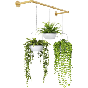 Ensemble de jardinières suspendues en métal, style minimaliste moderne, pour intérieur et extérieur, support de plante décoratif pour plafond avec chaîne réglable pour balcon - Product Image 4