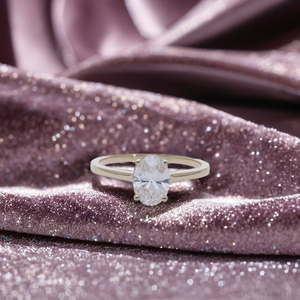 Elegante anillo de compromiso solitario de corte ovalado de 1 quilate de oro blanco de 14 quilates chapado en rodio IGI certificado laboratorio cultivado CVD diamante clásico - Product Image 1
