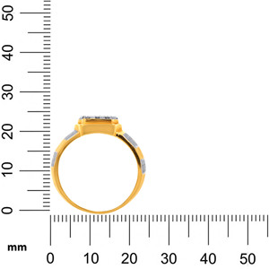 High Quality 18K Yellow Gold Plated Men's Statement Ring with Rectangular Cubic Zirconia Cluster and Satin Matte Designer Band - Product Image 5