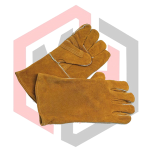 Guantes de Soldadura de Piel de Vacuno Reforzados con Costuras, Protección Anti-Impactos en el Pulgar, Resistentes al Calor y a Desgarros, Puño Plano - Product Image 2