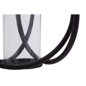 Porte-bougie sphérique en métal noir de style moderne avec des anneaux entrecroisés et une insert cylindrique en verre transparent - Product Image 6
