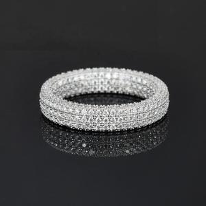 Anillo de Eternidad de Plata 925, Ligero, con Diamantes Cultivados en Laboratorio, Diseño de Racimo Redondo, Dos Tonos, Joyería de Boda, Anillo de Lujo para Regalo - Product Image 1