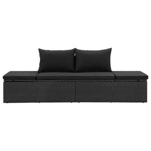 Chaise longue en polyrotin noir avec structure en acier thermolaqué, mobilier d'extérieur durable - Product Image 3