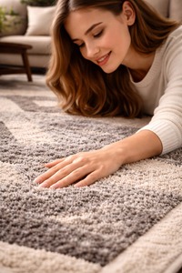 Alfombra Moderna Geométrica Gris, Alfombra Neutral para Sala de Estar, Alfombra Suave de Felpa, Diseño Minimalista, Alfombra Decorativa para Dormitorio - Product Image 3