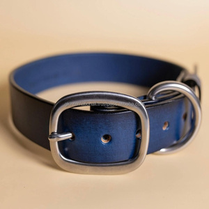 2025 dernier collier de chien en cuir véritable à double pli avec matériel en laiton inoxydable réglable solide - Product Image 4