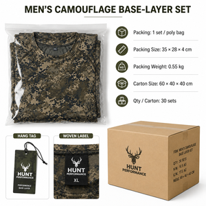 Ensemble de chasse camouflage à manches longues pour homme MEGAMAPLE, respirant, anti-humidité, en polyester imprimé, sous-vêtements longs décontractés - Product Image 6