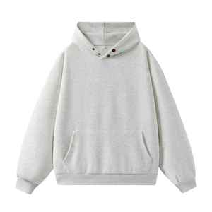 Sudadera con Capucha Gris, Manga Larga, Unisex, Mezcla de Algodón, Bolsillo Delantero, Cierre con Cordón, Corte Regular - Product Image 5